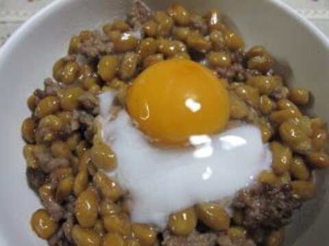 ♪挽肉☆納豆丼♪